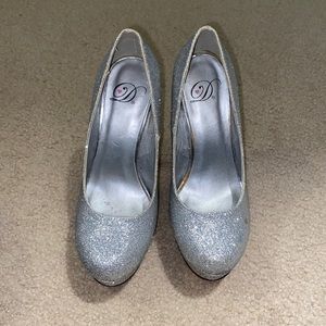 Silver sparkly high heels